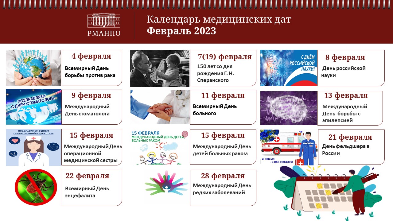 Календарь медицинских дат на февраль 2023 года