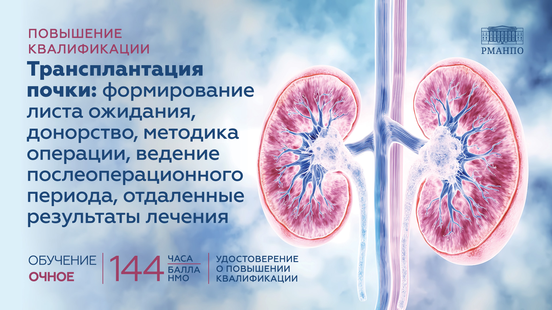 Трансплантация почки: Формирование листа ожидания, донорство, методика операции, ведение послеоперационного периода, отдаленные результаты лечения