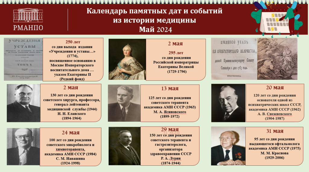 Календарь знаменательных дат на май 2024 года